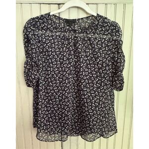 J Crew floral blouse- sheer with an attached cami sz xs